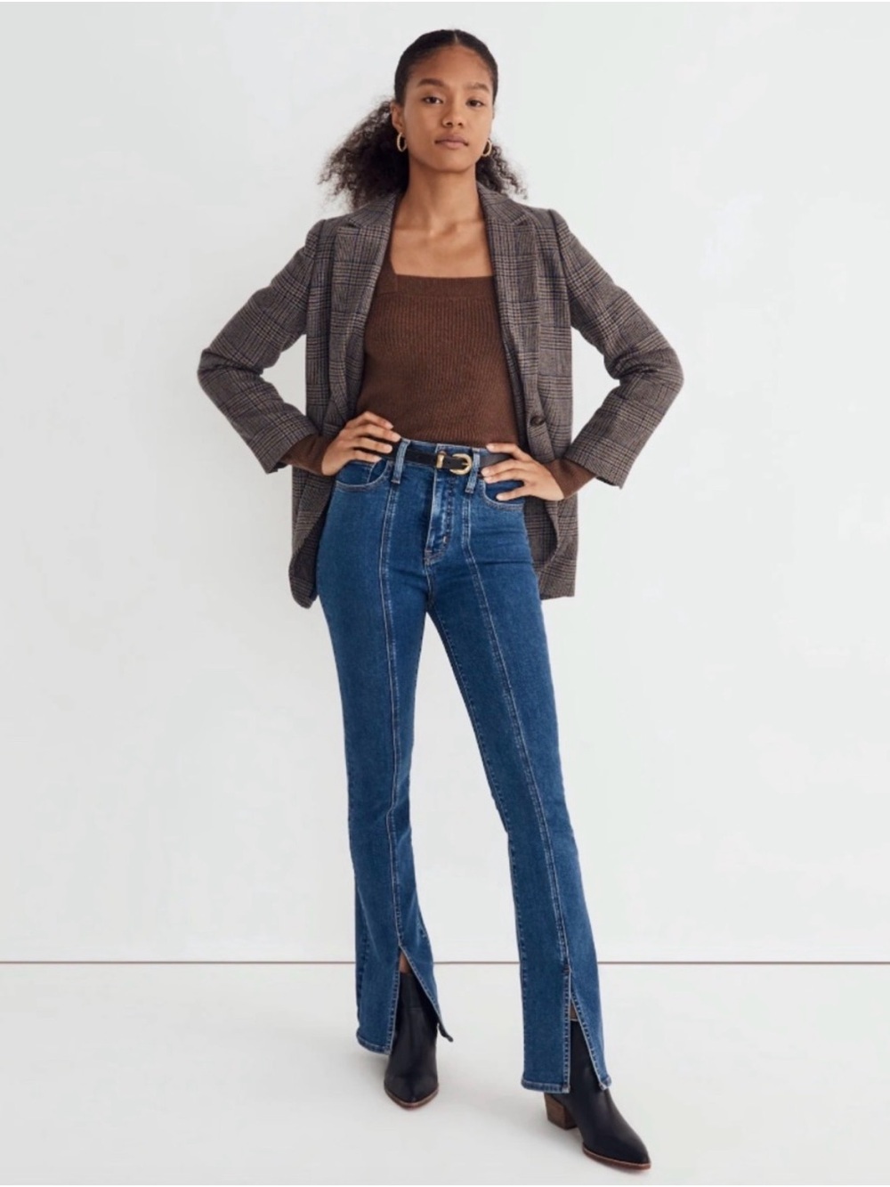 Madewell Brown Plaid Blazer